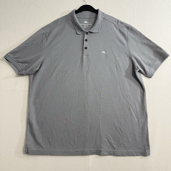 Tommy Bahama Mens Polo Shirt Island Zone Gray Short Sleeve Collared Size XL - Picture 1 of 7
